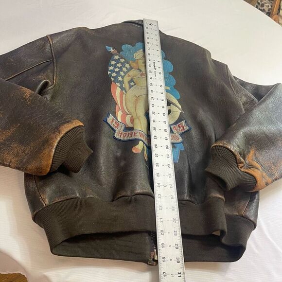 AVIREX A-2 Flight Brown Distressed Leather Homeward Bound Jacket Size Medium - Picture 13 of 13